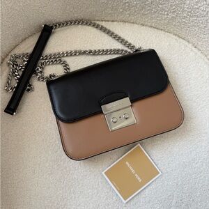 Michael Kors Sloan editor bag in Black/cream/Brown colorblock